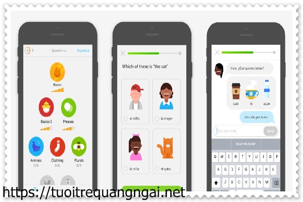 Giao diện ứng dục học tiếng Hàn tại nhà Duolingo