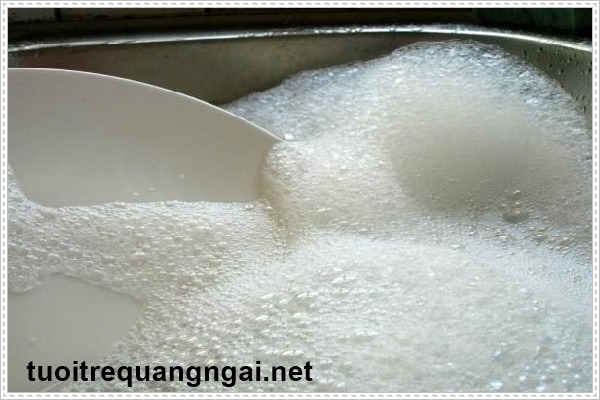 Đổ nước xà phòng vào bồn cầu